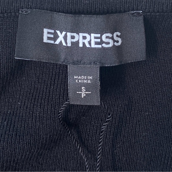 Express Women’s Black Bar Front Fitted Ribbed Knit Sweater - Picture 8 of 9